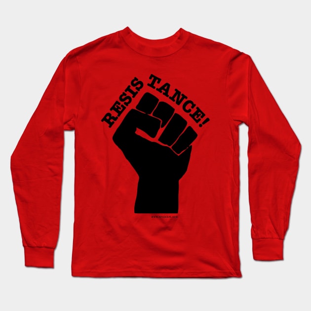 RESISTANCE! (Black on Red) Long Sleeve T-Shirt by Danny Germansen